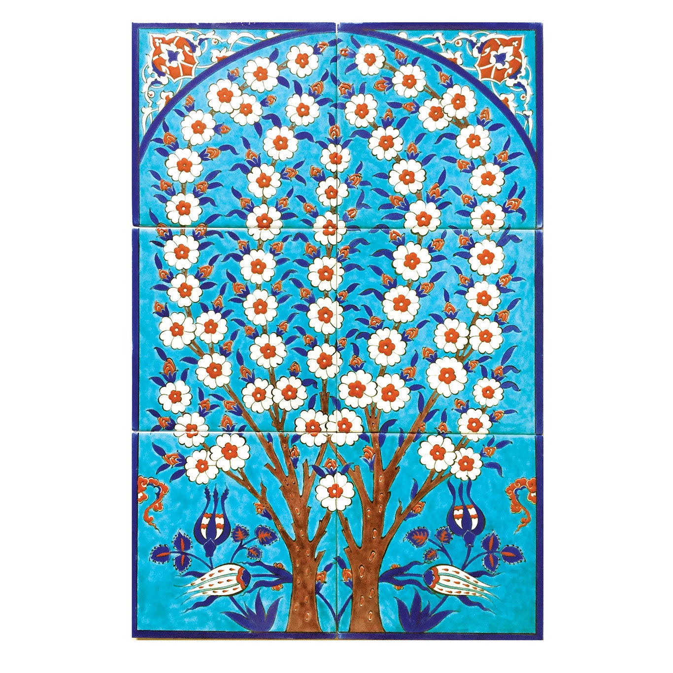 Ceramic Wall Art, 50x75 Cm Iznik Ceramic Tile Panel, Home Decoration ...