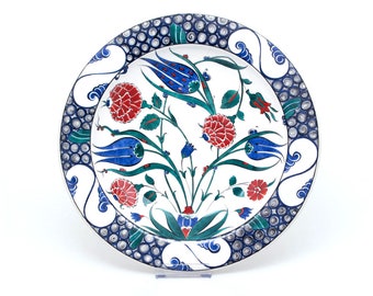 16e-eeuwse Iznik keramische replicaplaat, museumtegels, Gulbenkian Museum, Nationaal Museum van de Renaissance, Benaki Museum