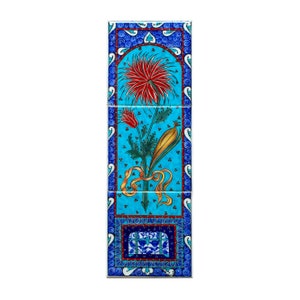 Ceramic Wall Art, Iznik Ceramic Tile Panel, Home Decoration, Handmade Ceramics, Wall Decor, Ottoman Antique, 15x45 cm Iznik Tile Panel