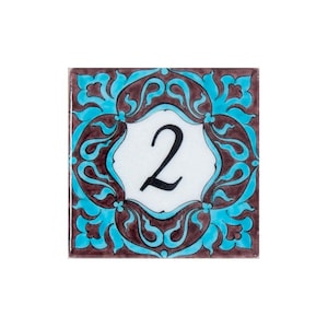 Wall Decor, House Numbers Pottery, Ceramic Door Number, Home Decoration, Personalized House Number, 12x12 cm Iznik Tiles
