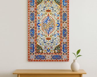 Authentic Iznik Ceramic Tile Panel, Tree of Life Mural, Ottoman Hand Painted Decor (75x125cm)