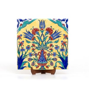 Wall Decor, Handmade Ceramics, Iznik Ceramics, Turkish Iznik 25x25 cm tile