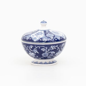 Handcrafted Iznik Pottery Sugar Bowl, Traditional Turkish Ceramic Bowl, Floral Sugar Bowl