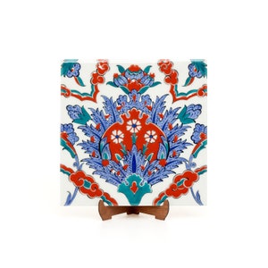 Wall Decor, Handmade Ceramics, Iznik Ceramics, Turkish Iznik 25x25 cm tile
