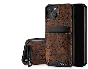 iPhone 15 Pro Max Case 14 Pro, Plus, Pro Max SURAZO Premium Echtes Leder Handytasche Hülle Wallet LederTelefonfall, Lederne Handy Hülle