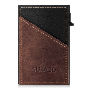Portefeuille RFID SURAZO Slim Secure : porte-cartes élégant et solution de stockage de pièces pour les modes de vie modernes. Il peut contenir jusqu'à 8 cartes. BROWN
