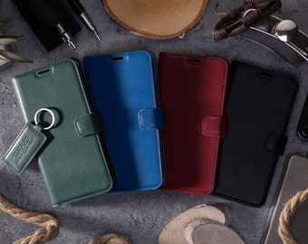 Realme 8 5G, 8 Pro, GT 2 Pro, GT Neo 2 RFID Cuir Costa véritable 100% Handmade Wallet Phone Case Flip Folio Book Cover Keyring HandyHülle