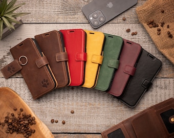 SURAZO Oppo Reno 7, 7 Pro Premium Italien Cuir Wallet Case RFID 3 Fentes pour Cartes & Cash Pocket Kickstand Flip Folio Cover + Porte-clés gratuit