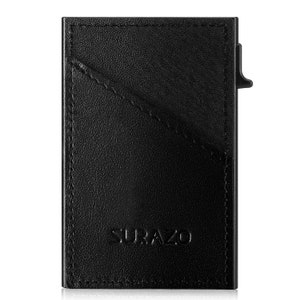 Portefeuille RFID SURAZO Slim Secure : porte-cartes élégant et solution de stockage de pièces pour les modes de vie modernes. Il peut contenir jusqu'à 8 cartes. BLACK