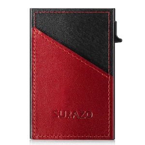 Portefeuille RFID SURAZO Slim Secure : porte-cartes élégant et solution de stockage de pièces pour les modes de vie modernes. Il peut contenir jusqu'à 8 cartes. RED