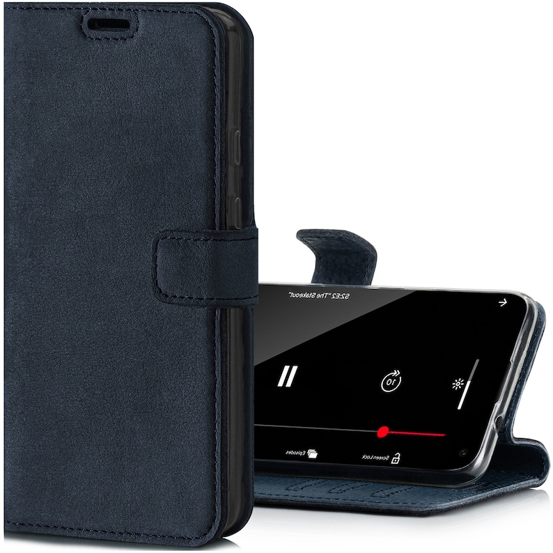 iPhone 13 12 Pro Max Mini 11 SE 3 2022 XR XS X 8 Premium Italienisches Leder handytasche Rfid 3 Kartenfächer & Pocket Kickstand Handytasche Bild 6