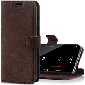 iPhone 13 12 Pro Max Mini 11 SE 3 2022 XR XS X 8 Premium Italienisches Leder handytasche Rfid 3 Kartenfächer & Pocket Kickstand Handytasche Bild 4