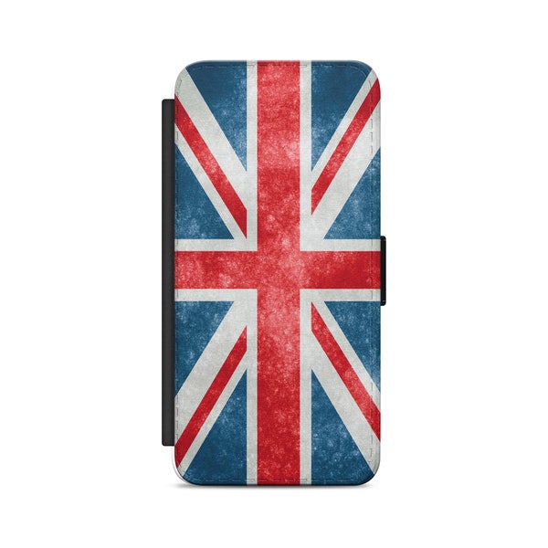 UK Flag Great Britain Union Jack Flip Wallet Phone Case for iPhone Samsung