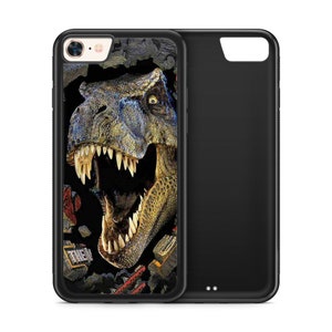 T-REX Jurassic Dinosaur Face Black Rubber Phone Case Cover for iPhone Samsung Huawei
