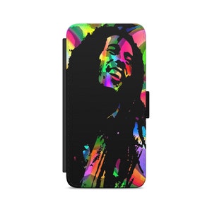 Bob Marley Jamaikanischer Sänger Flip Portemonnaie Handyhülle für iPhone Samsung