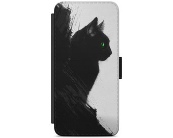 Black Cat Abstract Art Flip Wallet phone case