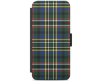 Tartan Green Pattern Scotland Flip Wallet Phone Case for iPhone Samsung