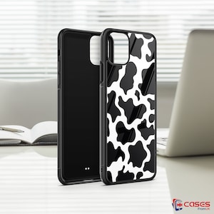 Custodia per cellulare in vetro temperato di lusso con stampa pelle di mucca
