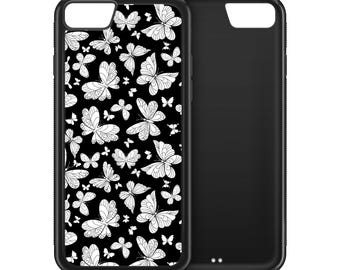 Butterfly Pattern black rubber phone case