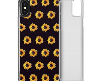 Sunflower Print Pattern Floral clear plastic phone case