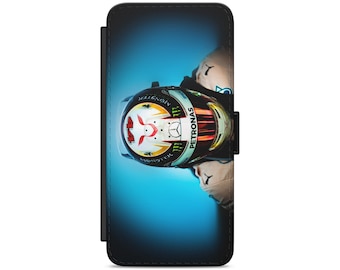 Funda para teléfono con tapa tipo billetera y diseño de casco de Lewis Hamilton Champion