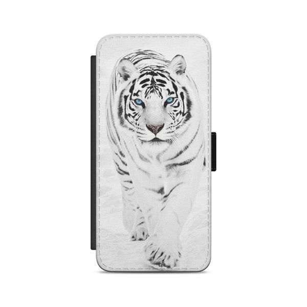 White Bengal Tiger Wild Animals Flip Wallet Phone Case Flip Wallet Phone Case for iPhone Samsung