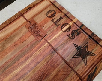 Texas Mesquite, Black Walnut and/or Mahogany Brisket Board/Cutting Board. AKA. the SOTO Board (with all the options)