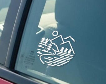 Mountain Decal,Mountain Car Decal, Hiking Decal, Outdoors Decal, Camping Decal, Outdoor Adventure Decal, Mountain Scene Decal, Explore Out 9