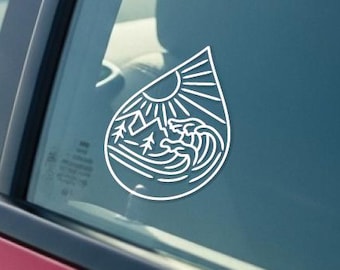 Mountain Sun Wave Vinyl Decal: Adventure Car, Laptop, Water Bottle Sticker