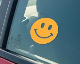Smiley Face Vinyl Decal: Laptop, Window, Car Sticker