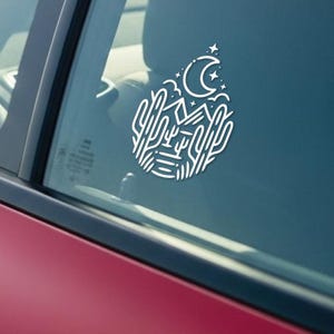 Cactus Moon Scene Vinyl Decal: Southwest Adventure Sticker
