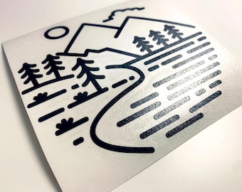 Mountain Decal,Mountain Car Decal, Hiking Decal, Outdoors Decal, Camping Decal, Outdoor Adventure Decal, Mountain Scene Decal, Explore Out 9