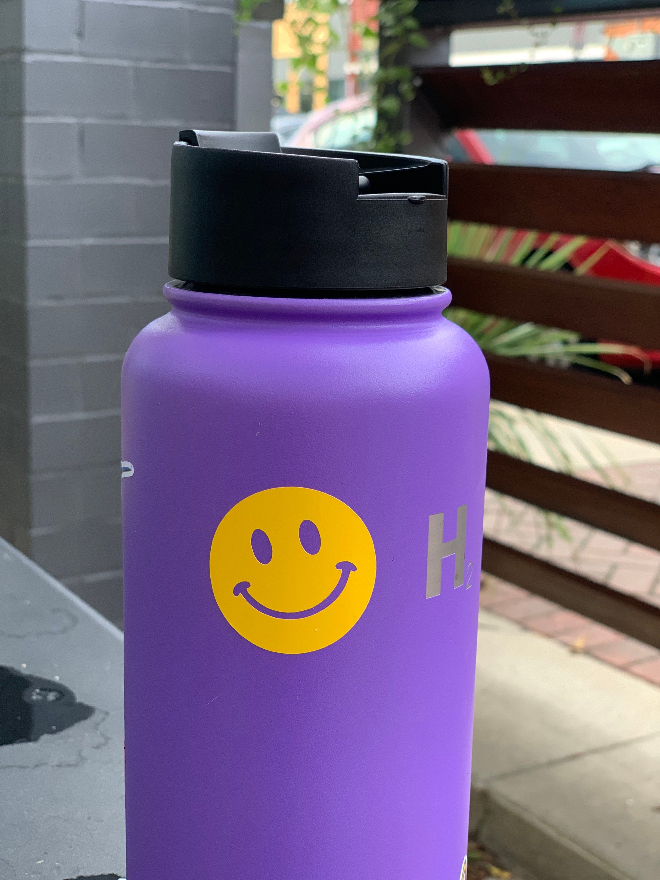 Wavy Smiley Face Glass Water Bottle 