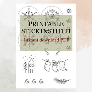 Imprimible/stick and stitch/printable/PDF/navidad/instant download/bordado/embroidery/christmas/snowflake/patron/pattern