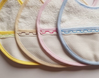 Baberos para bordar en punto de cruz/bavoir/bib/cross stitch/point de croix/stitchable/baby/bebe/bib to embroidery/aida bib/ NEWBORN