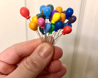 Balões para Casa de Bonecas - Balões de argila em miniatura - Balões de festa em escala 1:12 - Decoração para bolo - Decoração para cupcake - Mini balões para lembrancinhas de festa