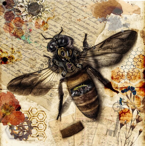 Stunning Steampunk Bumble Bee Magnet-beautiful Bee Art art Magnet