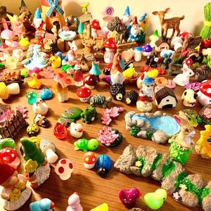 Pack surprise Jardin féerique - Ensemble mystère de 15 décorations de jardin féeriques - Kit Jardin féerique - Accessoires jardin féeriques - Construisez un jardin féerique