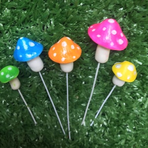 Set of Mini Terrarium Mushrooms - Fairy Garden mushrooms - Miniature clay mushroom -Fantasy Neon mushrooms