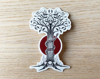 Tree of life vinyl sticker, weatherproof sticker, waterproof sticker, spooky laptop sticker, occult waterbottle sticker, bujo skull sticker