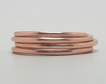 Minimalist Wedding Band 5 Piece Hammered Copper Ring Stack Delicate Ring Set Bohemian Gypsy Thin Handmade Boho Jewelry