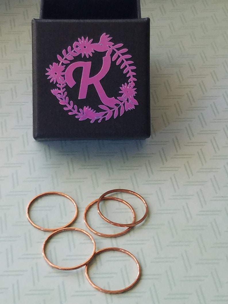 Minimalist Wedding Band 5 Piece Hammered Copper Ring Stack Delicate Ring Set Bohemian Gypsy Thin Handmade Boho Jewelry
