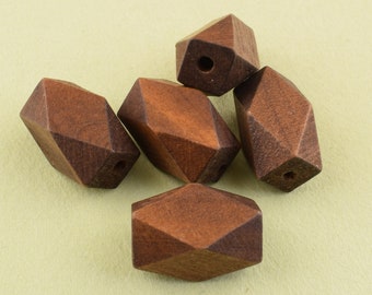 10//20//50x Geometric Faceted Unpainting Natural Wood Unfinished Wooden hole Beads