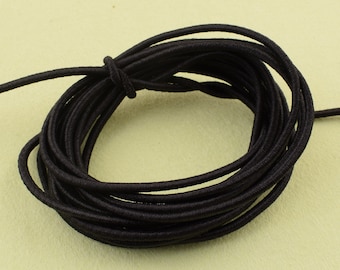 2MM Wide Round Black Elastic Cord Black, 2mm x 1Meter