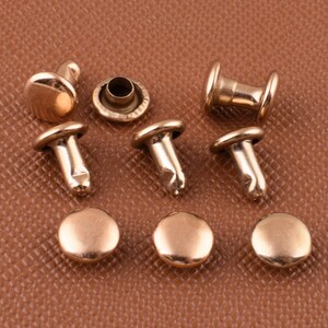Rivet,100 Sets Light gold rivets Studs 6mm*7mm Metal rivets Round Double Cap Rivets for Leather Handbag Hardware