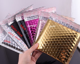 Bubble Padded Mailers envelope bag,5*6'' Resealable Waterproof Mailing Shipping Bag,Protection gift wrapping Packing Silver/Black/Purple
