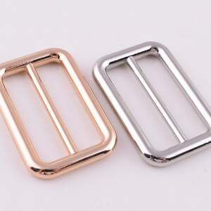 Slide strap buckles,30mm adjuster rectangular center bar buckle,light gold/silver bag purse buckle adjuster slider connector buckle 6pcs