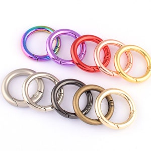 Rainbow Spring Rings Round Spring Gate Rings,19mm Push Gate Snap Hook Metal Purse O Ring,3/4&#39;&#39; Small Spring O Ring Clasps for Purses Bags