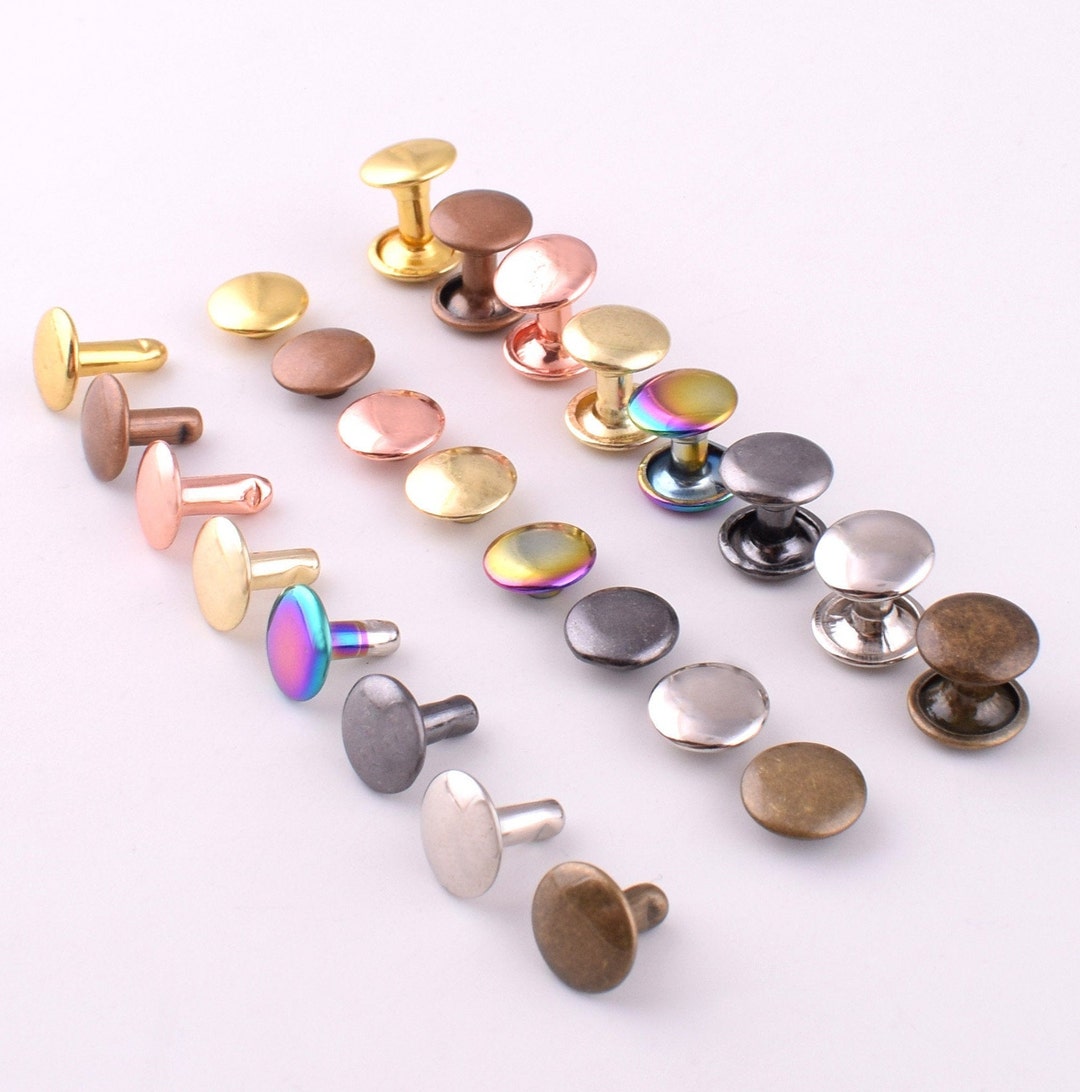 Rainbow Metal Rivets Studs 9mm Double Cap Rivets Rose Gold Rapid Rivets ...