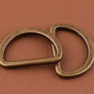 10 Pcs 20 mm Bronze D-Rings non welded D Ring d circles metal D Loop D Circle For Handbags Webbing Belt